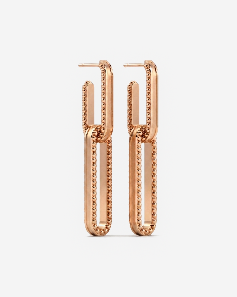 Open Channel Drop Hoops in 9ct rose gold