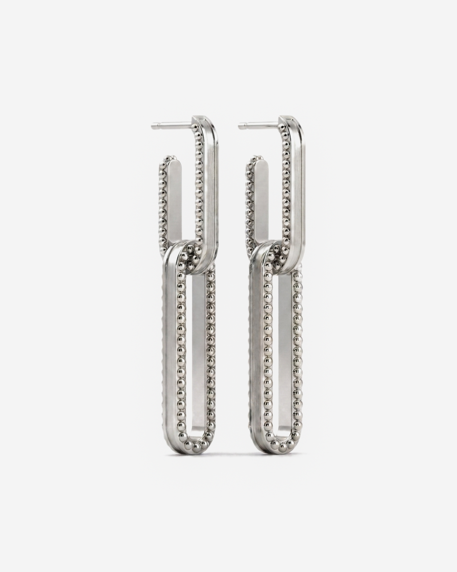 Open Channel Drop Hoops in 9ct white gold