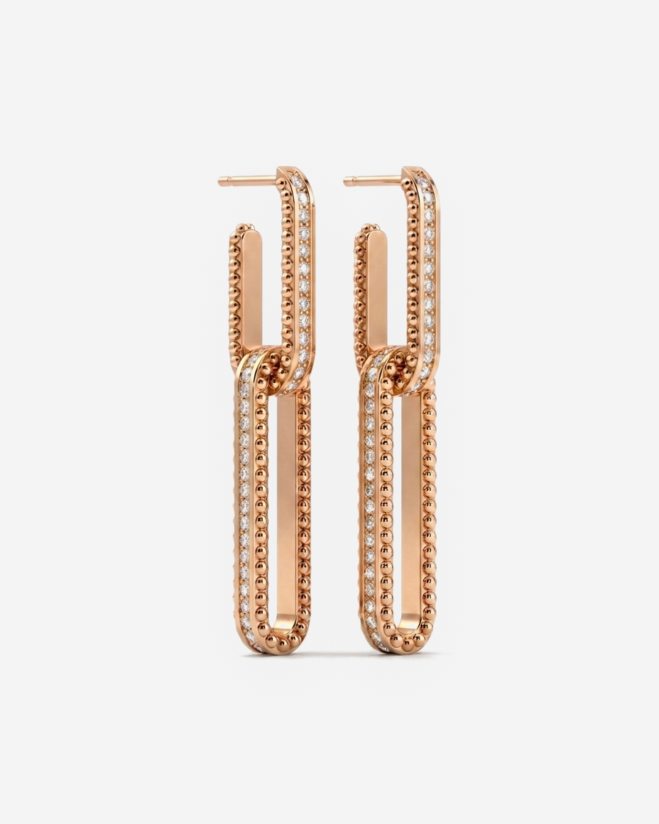 Pavé Drop Hoops in 9ct rose gold