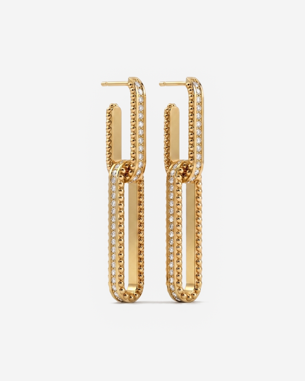 Pavé Drop Hoops in 9ct yellow gold