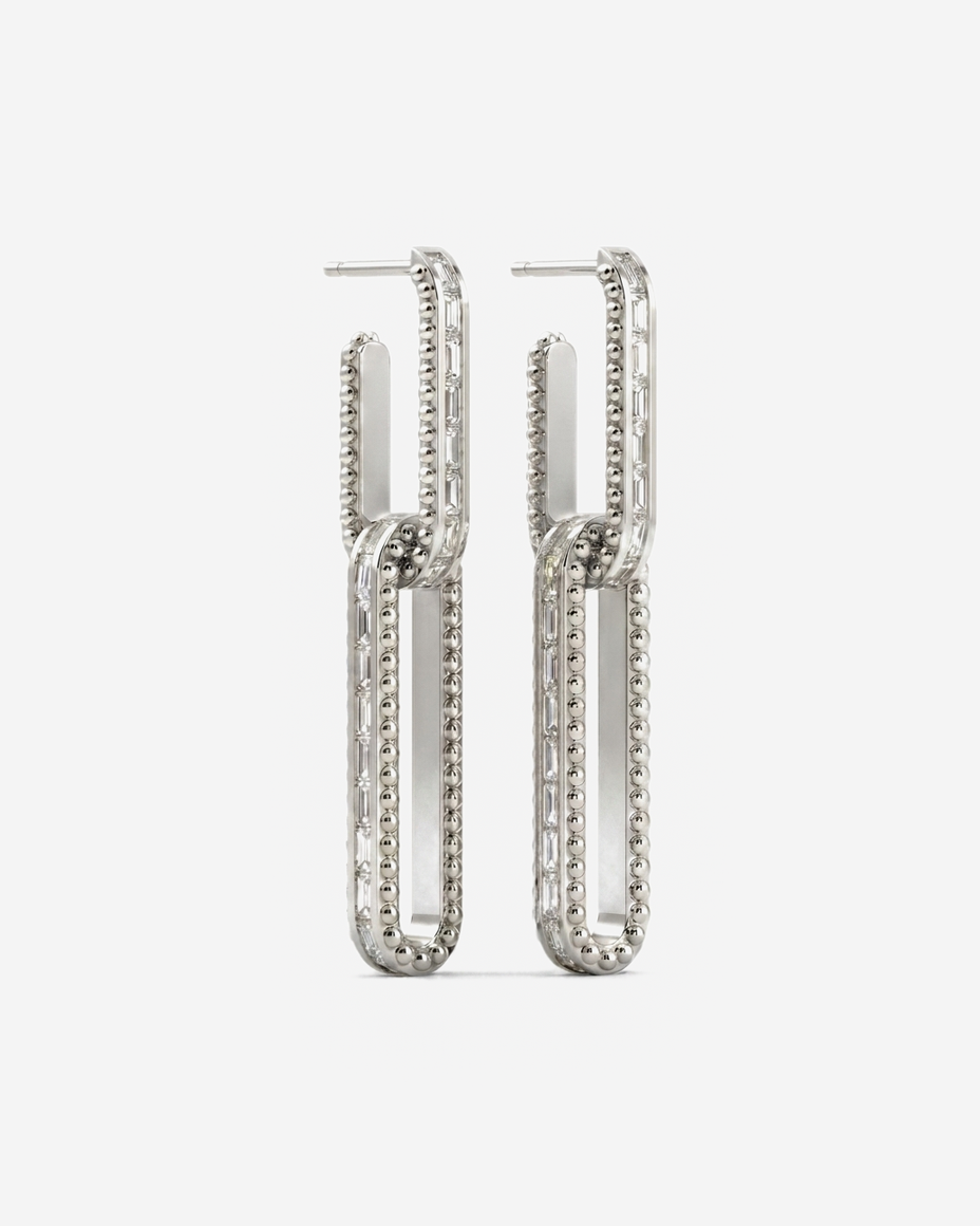 Baguette Drop Hoops in 9ct white gold