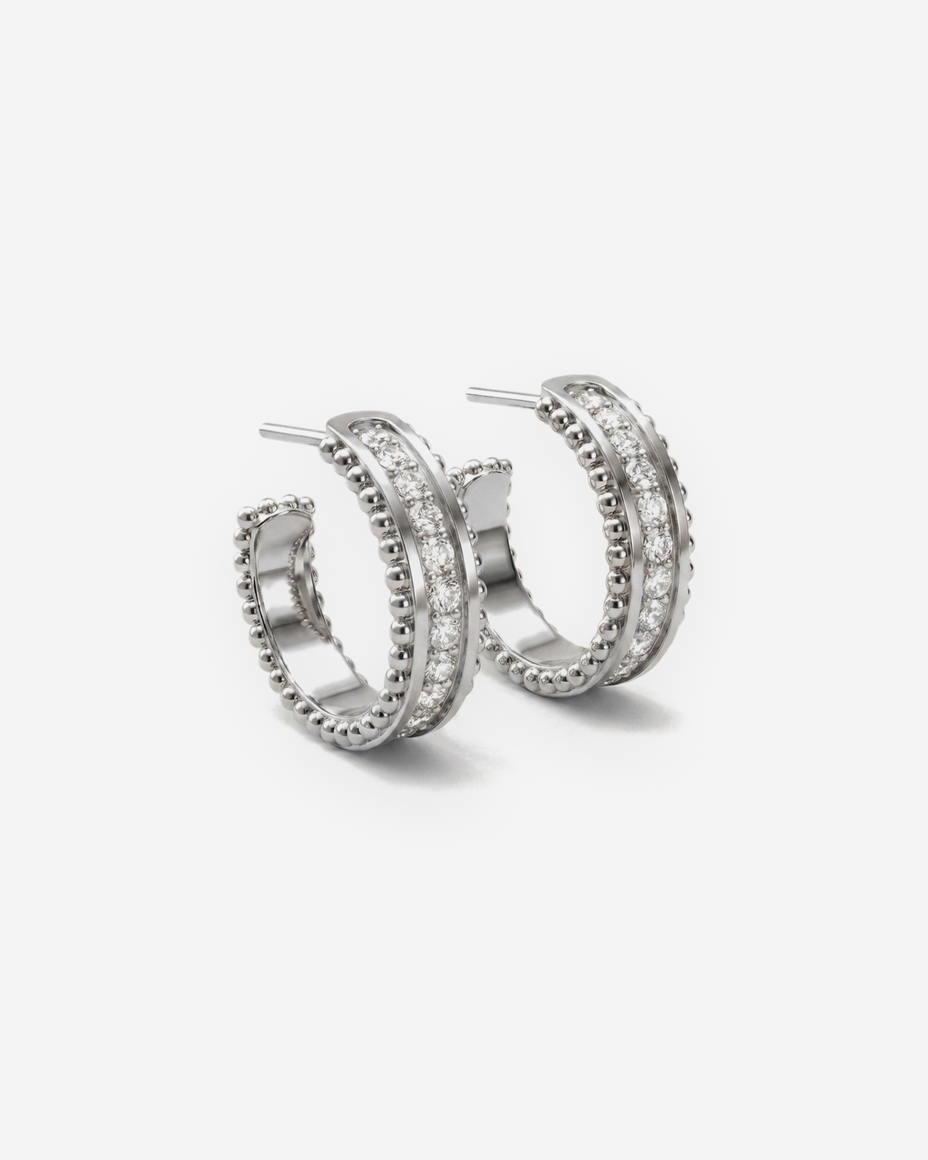 Pavé Huggies in 9ct white gold