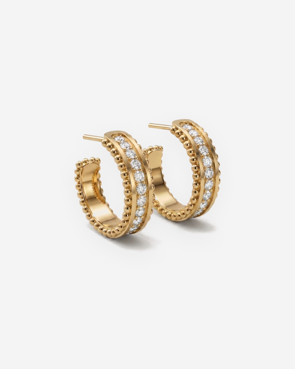 Pavé Huggies in 9ct yellow gold
