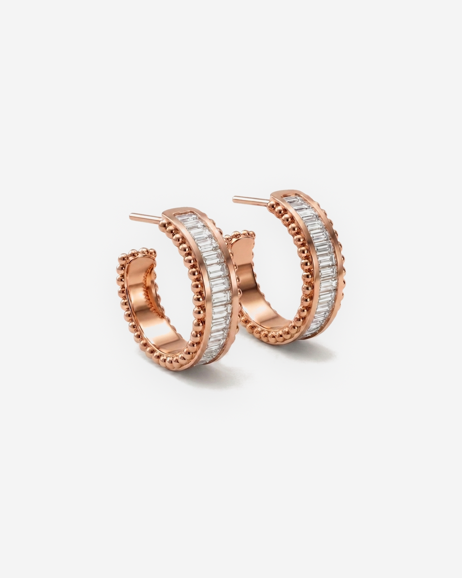 Baguette Huggies in 9ct rose gold
