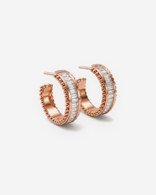 Baguette Huggies in 9ct rose gold