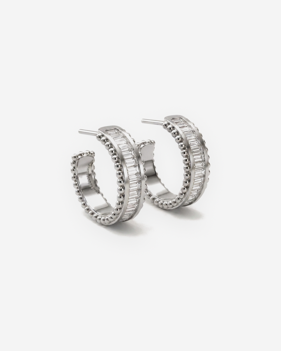 Baguette Huggies in 9ct white gold