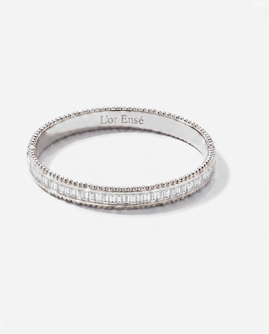 Baguette Bangle in 9ct white gold