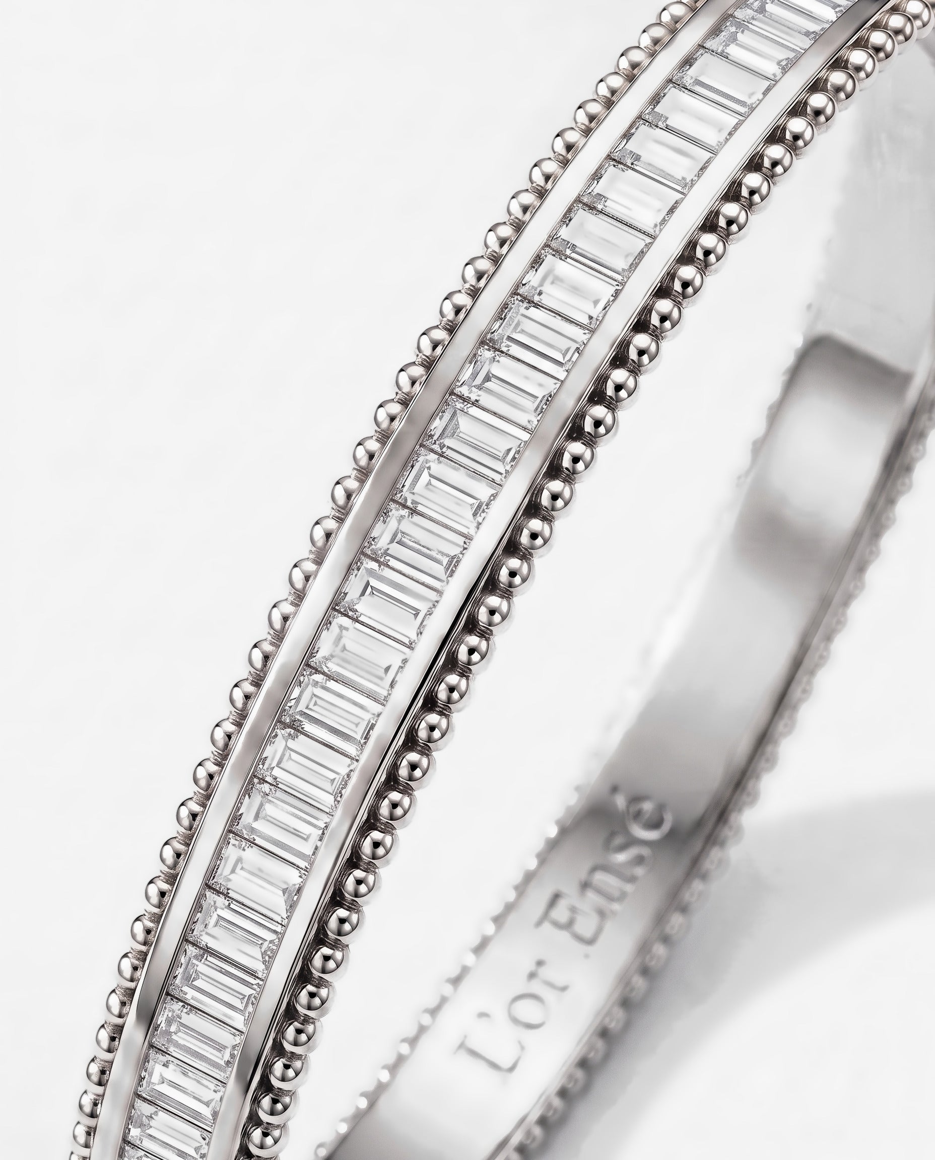 Baguette Bangle in 9ct white gold