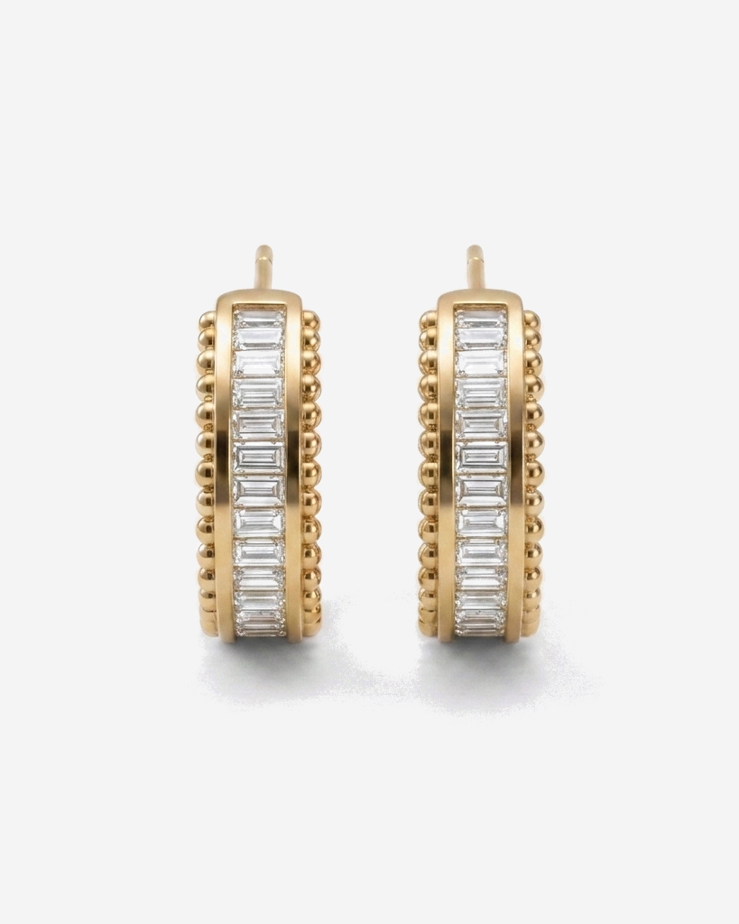 Baguette Huggies in 9ct yellow gold