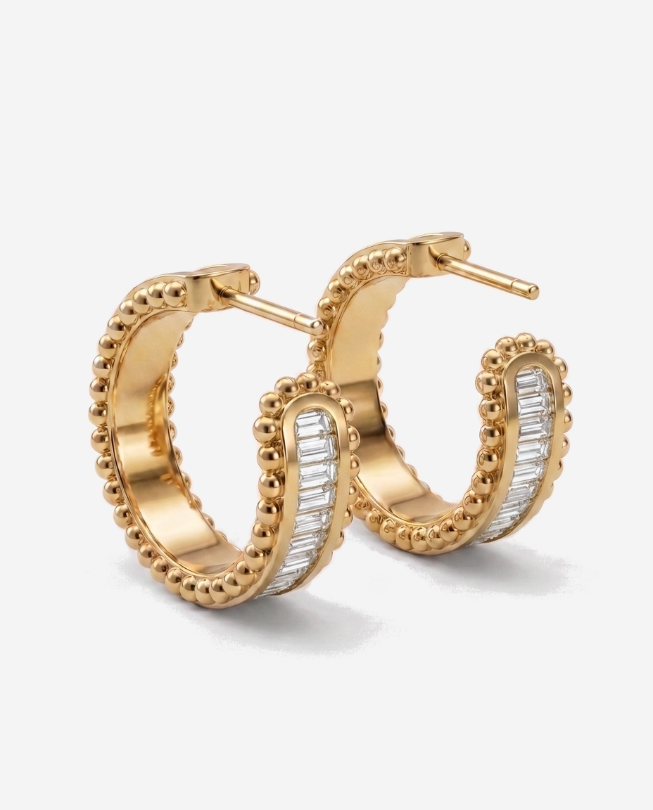 Baguette Huggies in 9ct yellow gold