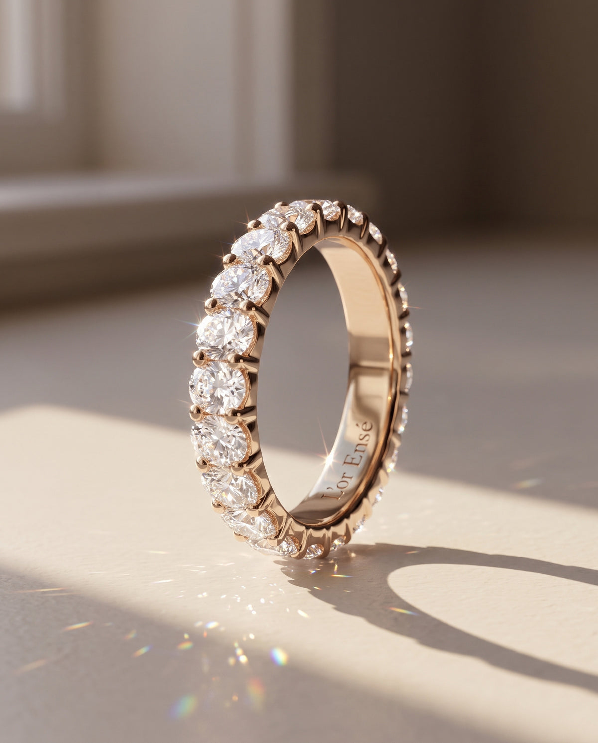 Oval Diamond Eternity Ring in 9ct rose gold