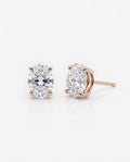 Oval Solitaire Ear Studs in 9ct rose gold