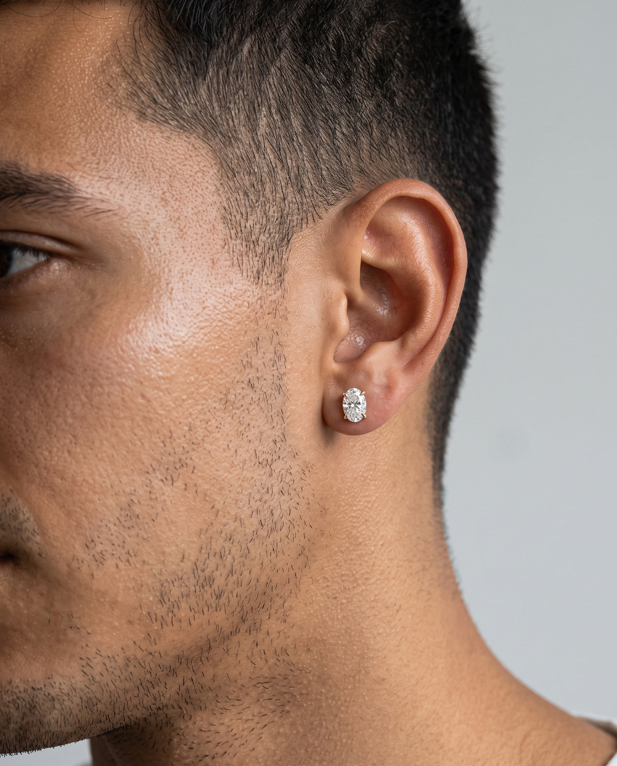 Oval Solitaire Ear Studs in 9ct rose gold