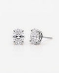 Oval Solitaire Ear Studs in 9ct white gold