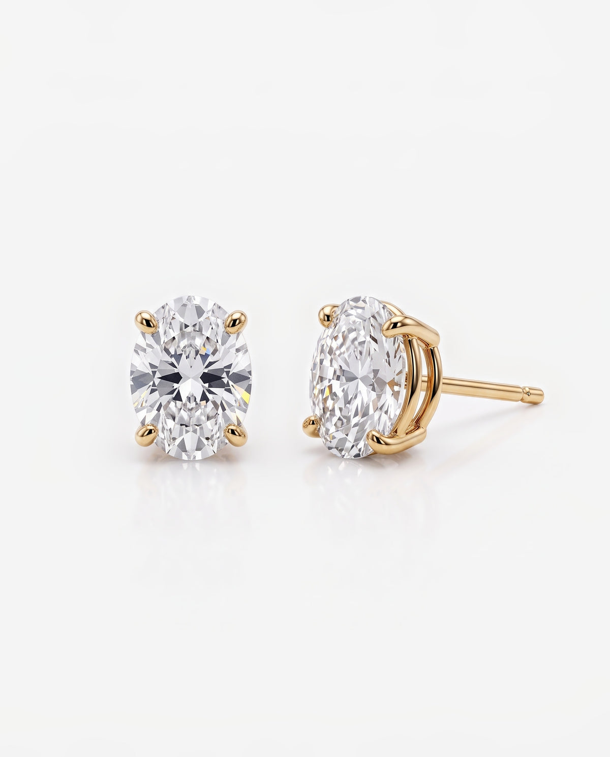 Oval Solitaire Ear Studs in 9ct yellow gold