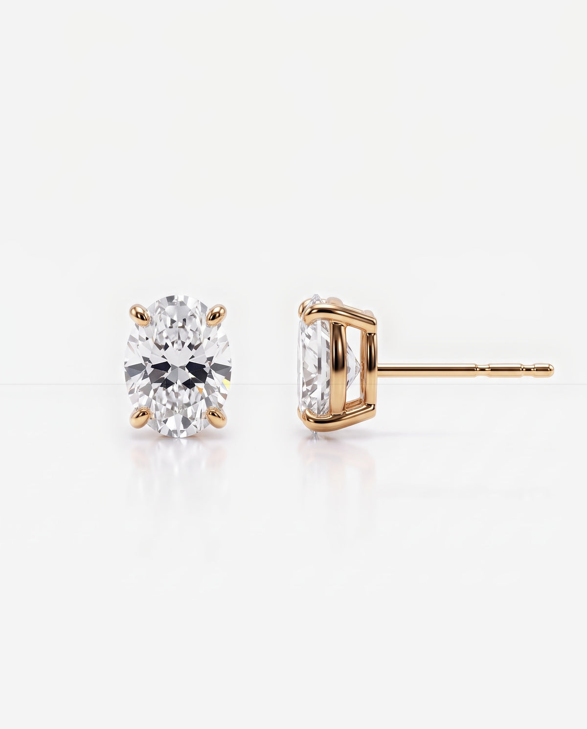 Oval Solitaire Ear Studs in 9ct yellow gold