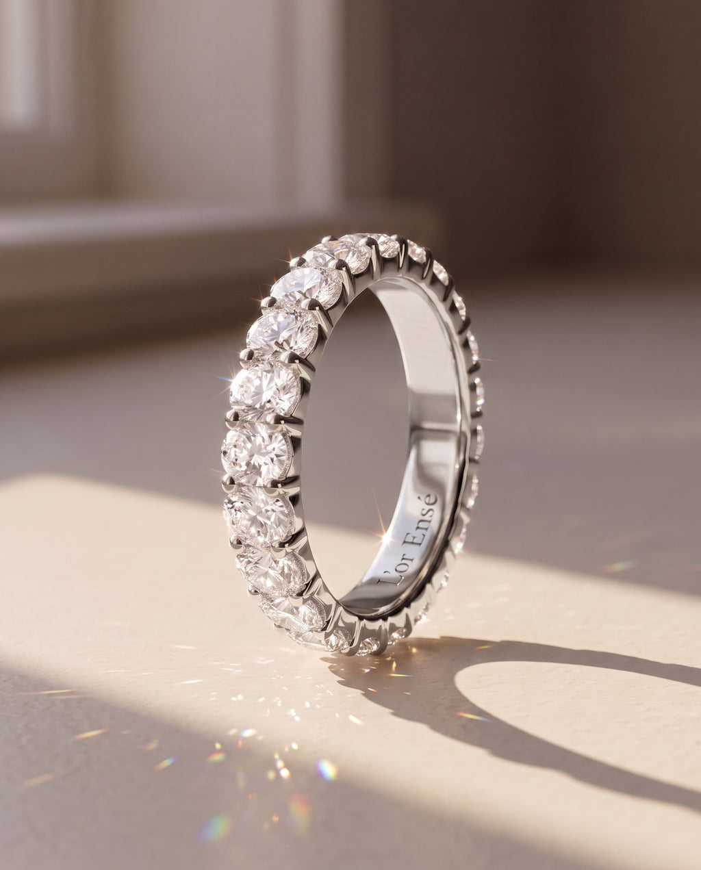 Oval Diamond Eternity Ring in 9ct white gold