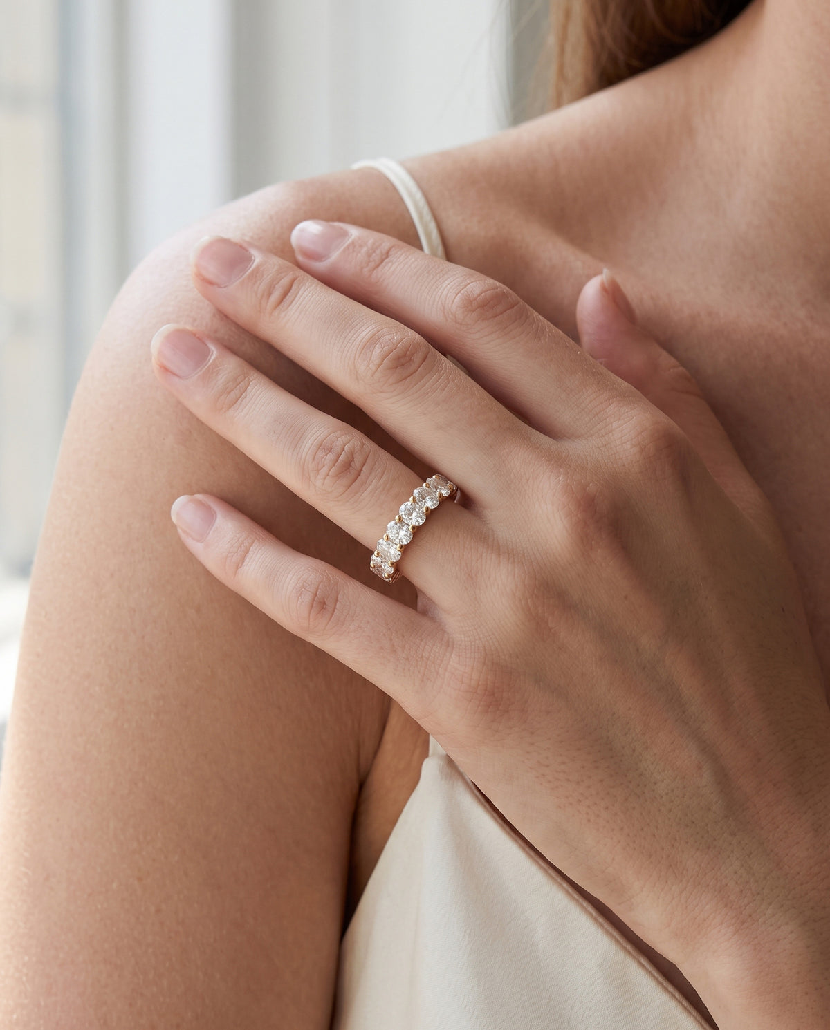 Oval Diamond Eternity Ring in 9ct yellow gold