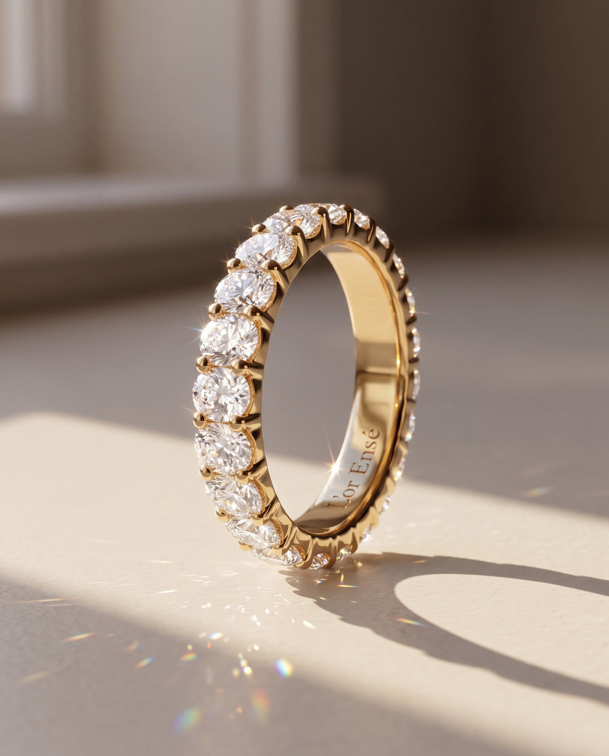 Oval Diamond Eternity Ring in 9ct yellow gold
