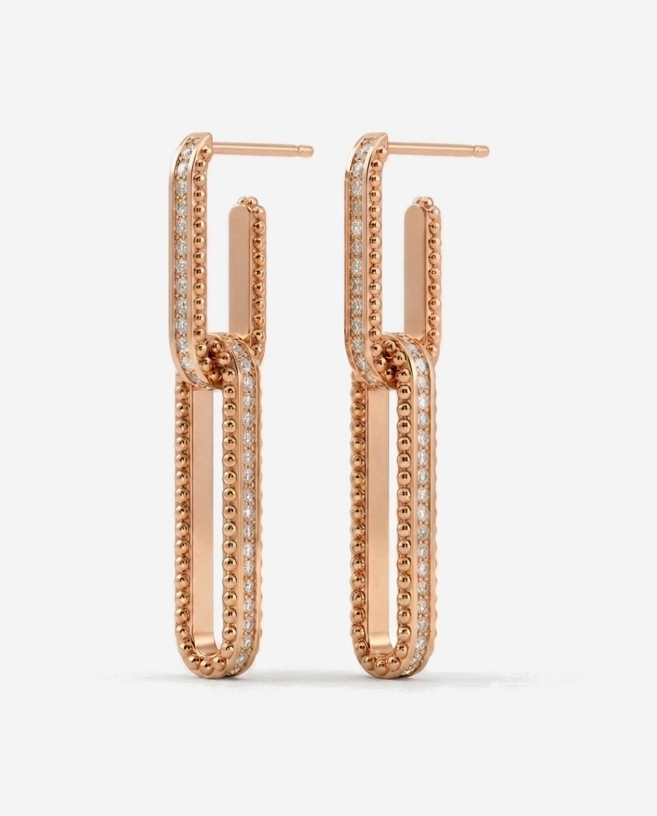 Pavé Drop Hoops in 9ct rose gold