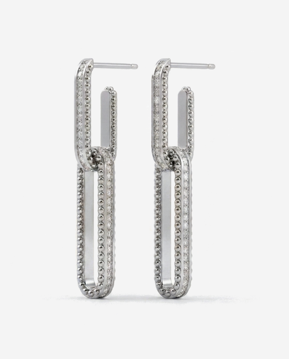 Pavé Drop Hoops in 9ct white gold