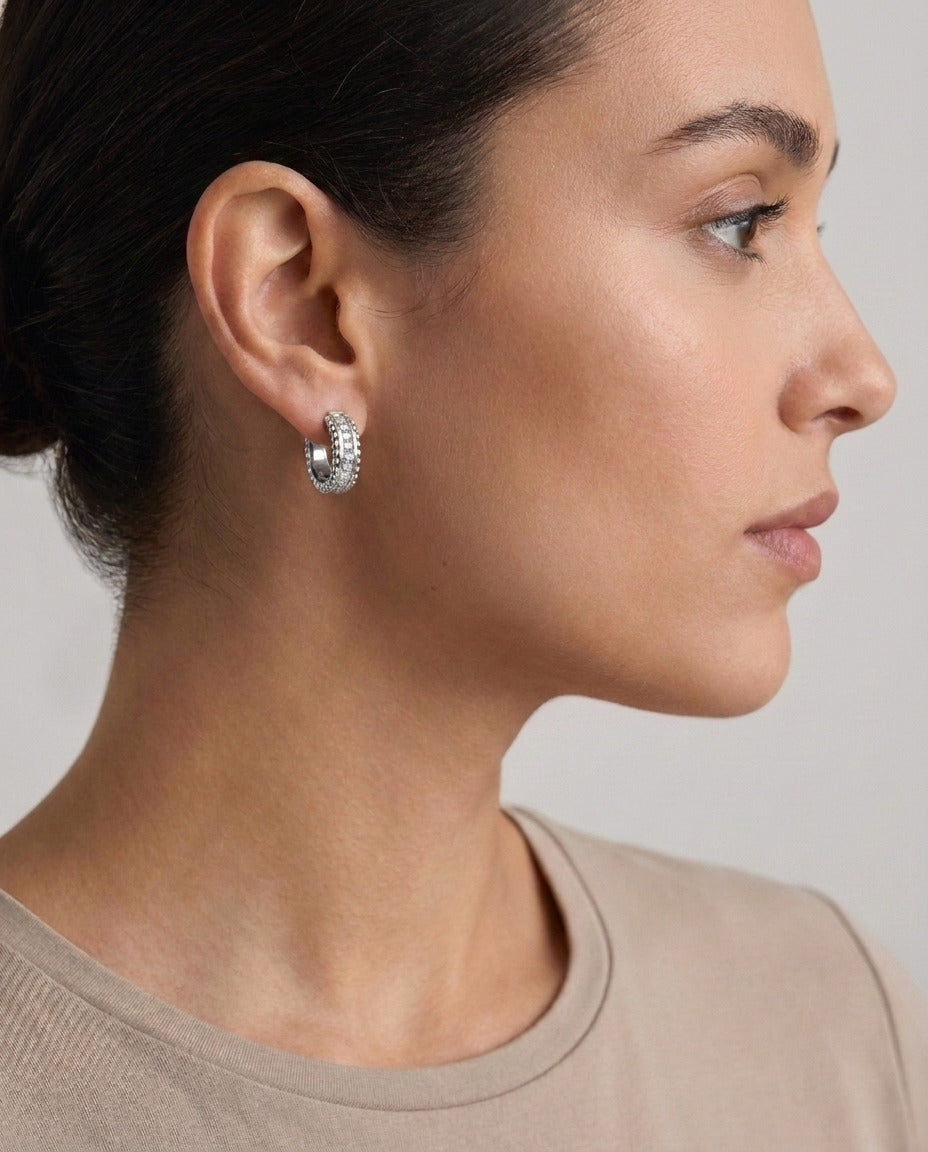Pavé Huggies in 9ct white gold