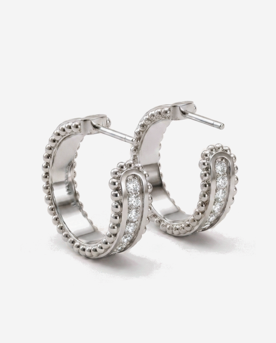 Pavé Huggies in 9ct white gold