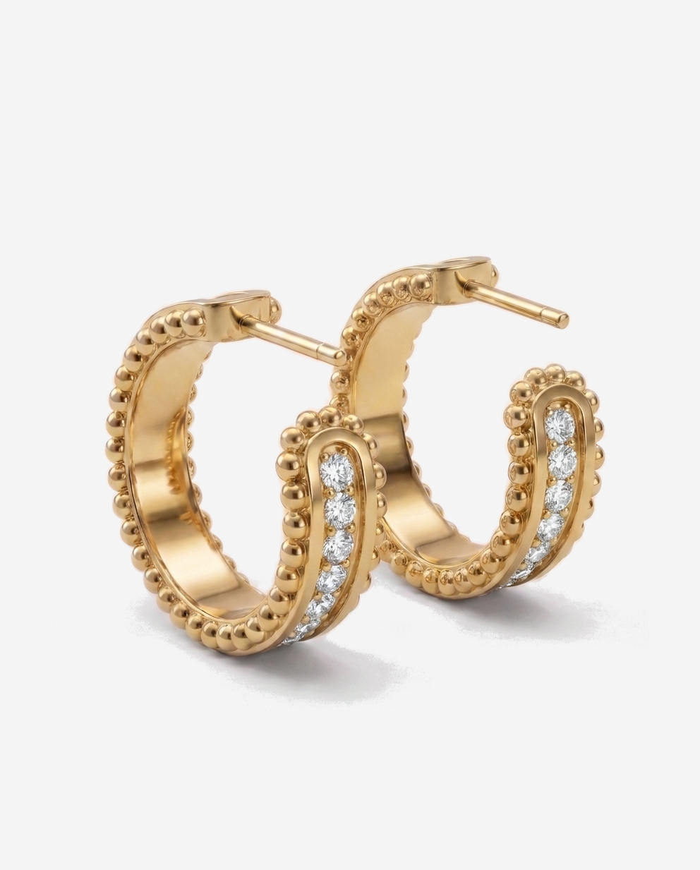 Pavé Huggies in 9ct yellow gold