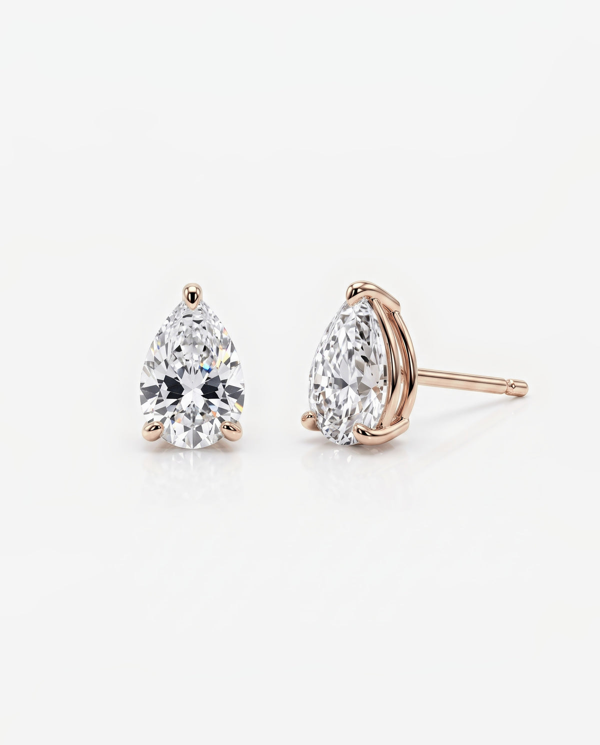 Pear Solitaire Ear Studs in 9ct rose gold