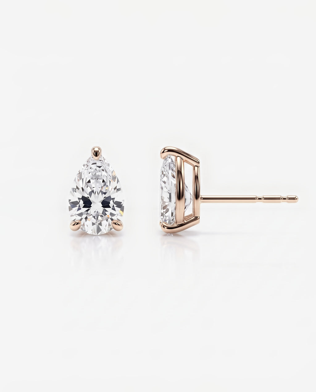Pear Solitaire Ear Studs in 9ct rose gold