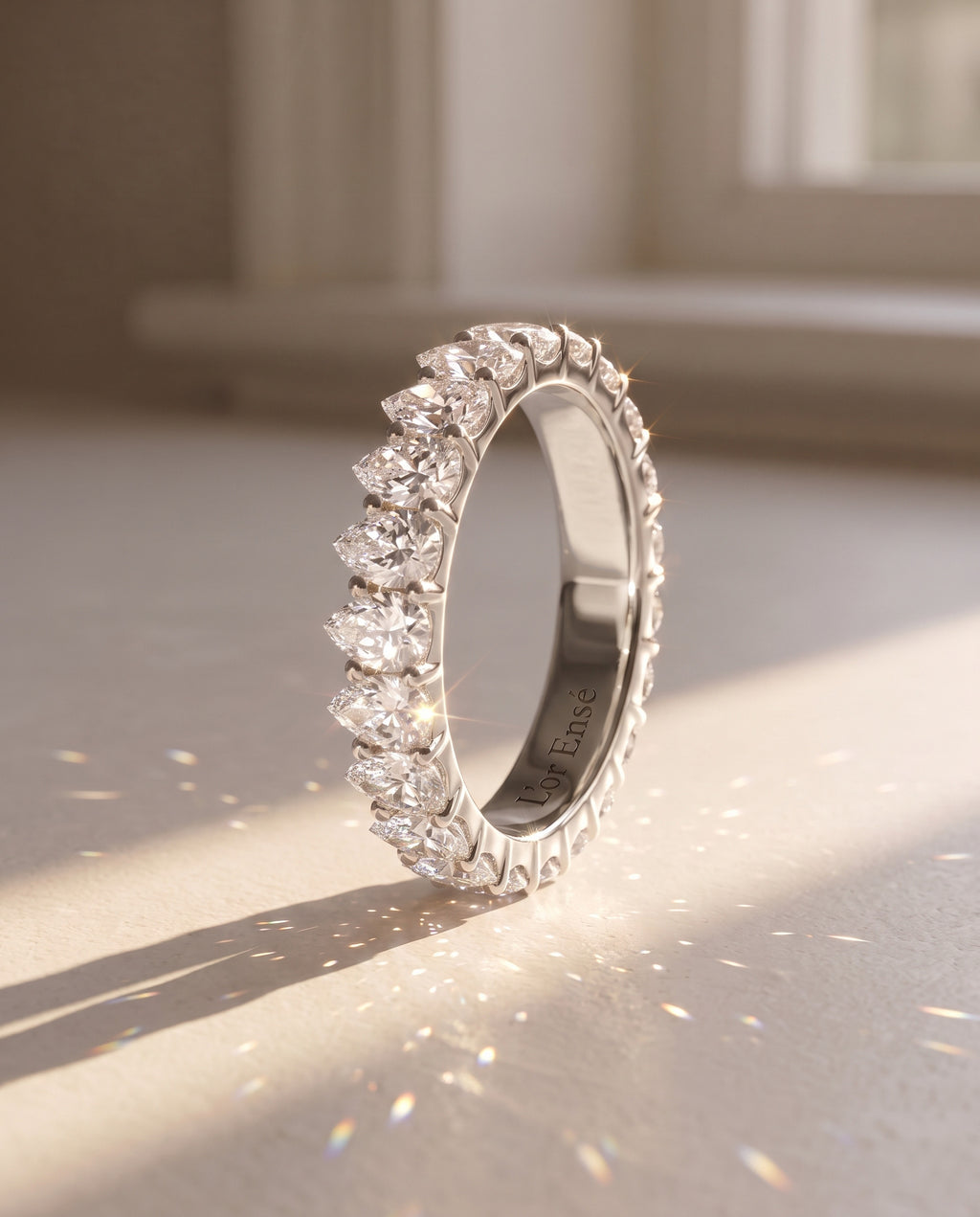 Pear Diamond Eternity Ring in 9ct white gold