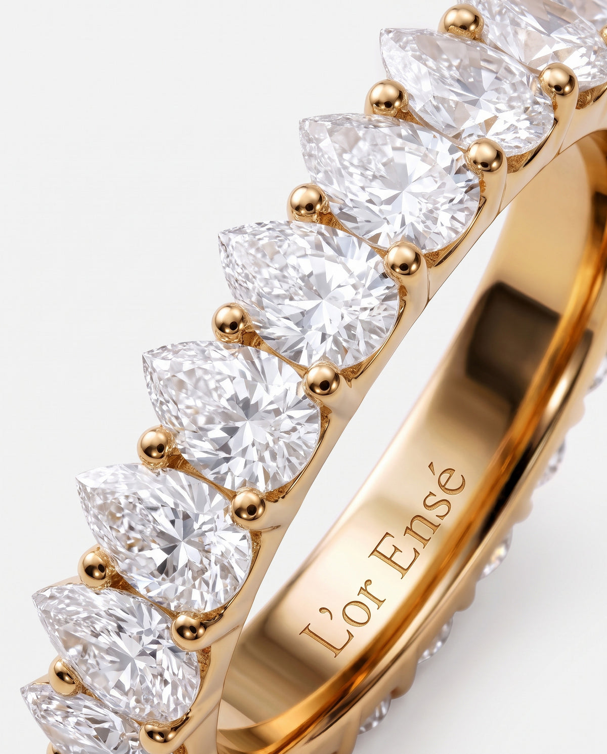 Pear Diamond Eternity Ring in 9ct yellow gold