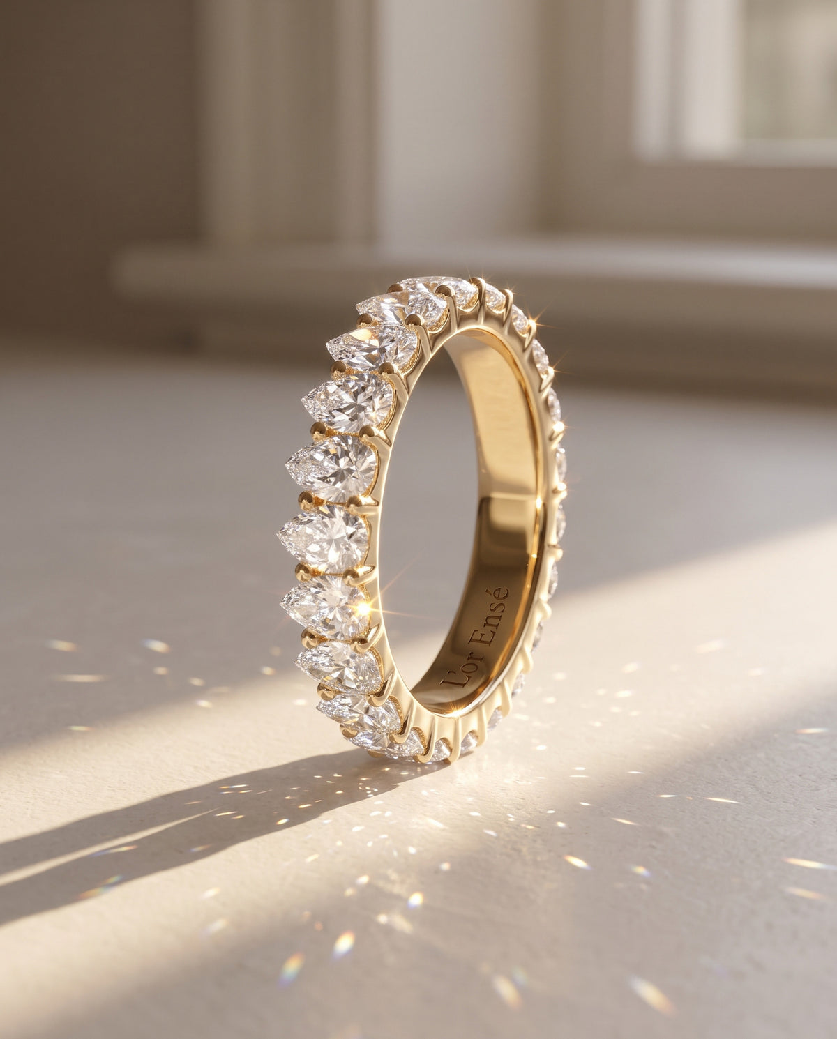 Pear Diamond Eternity Ring in 9ct yellow gold