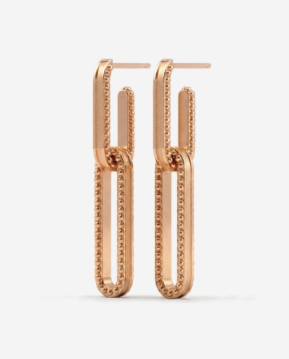 Open Channel Drop Hoops in 9ct rose gold
