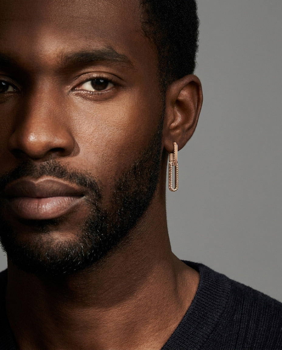Open Channel Drop Hoops in 9ct rose gold
