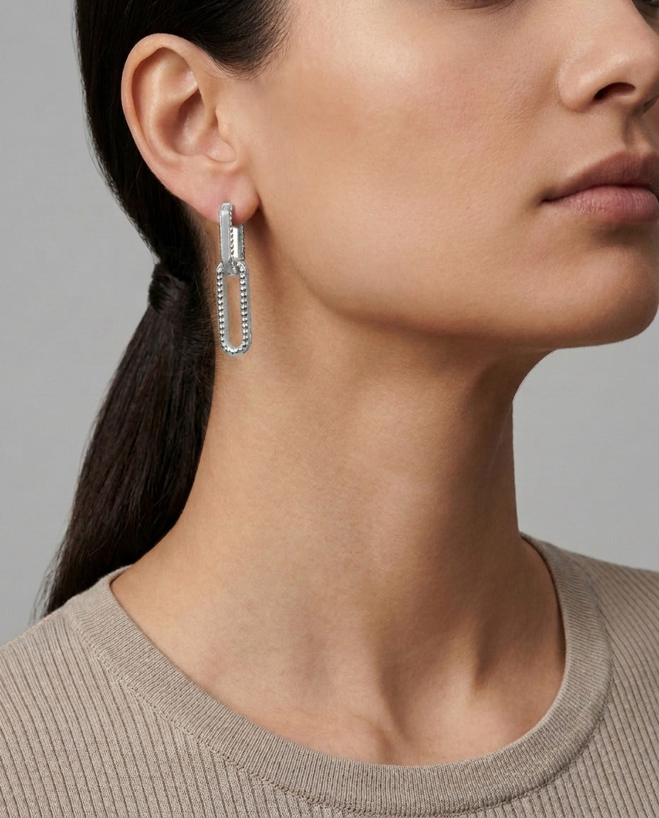 Open Channel Drop Hoops in 9ct white gold