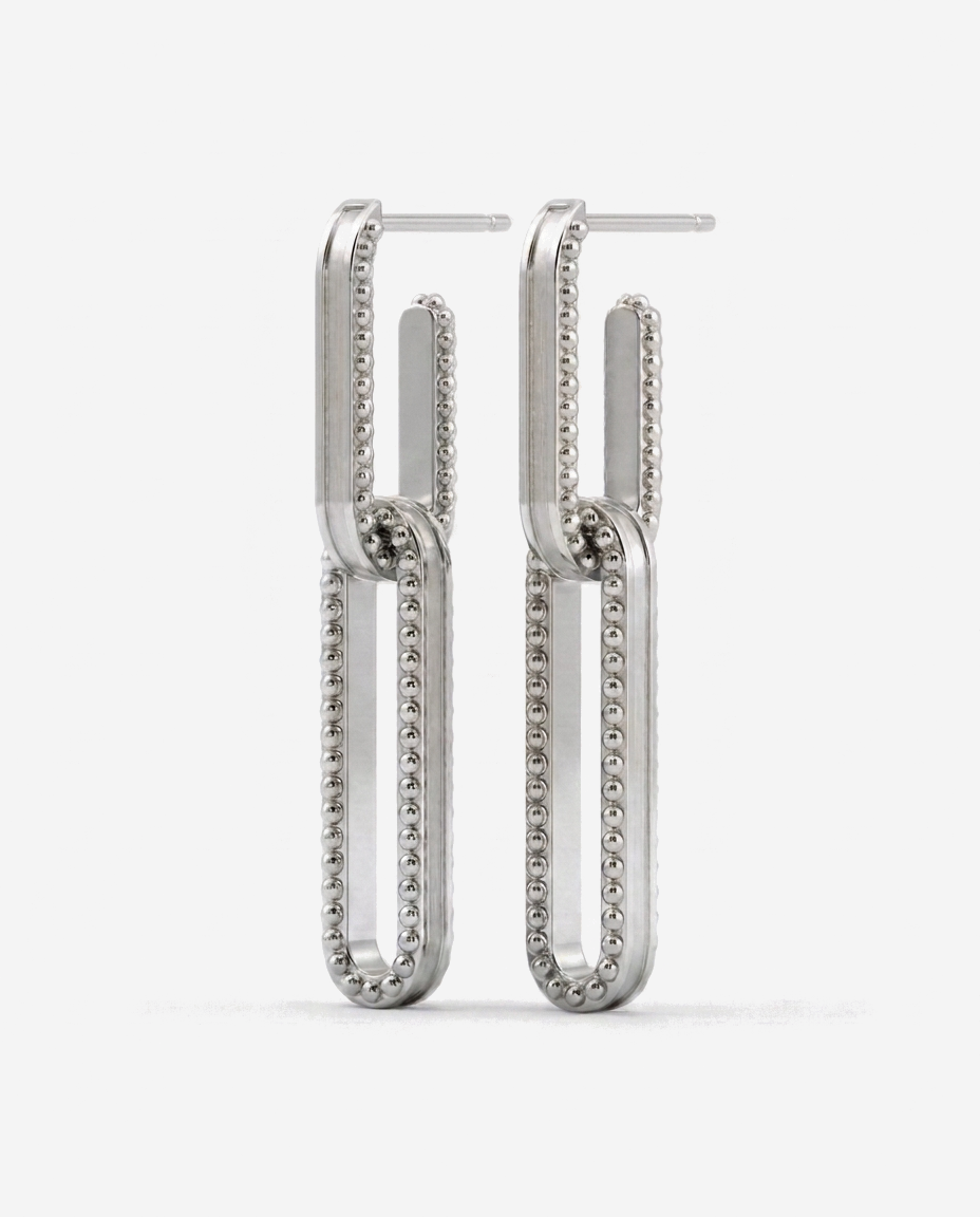 Open Channel Drop Hoops in 9ct white gold
