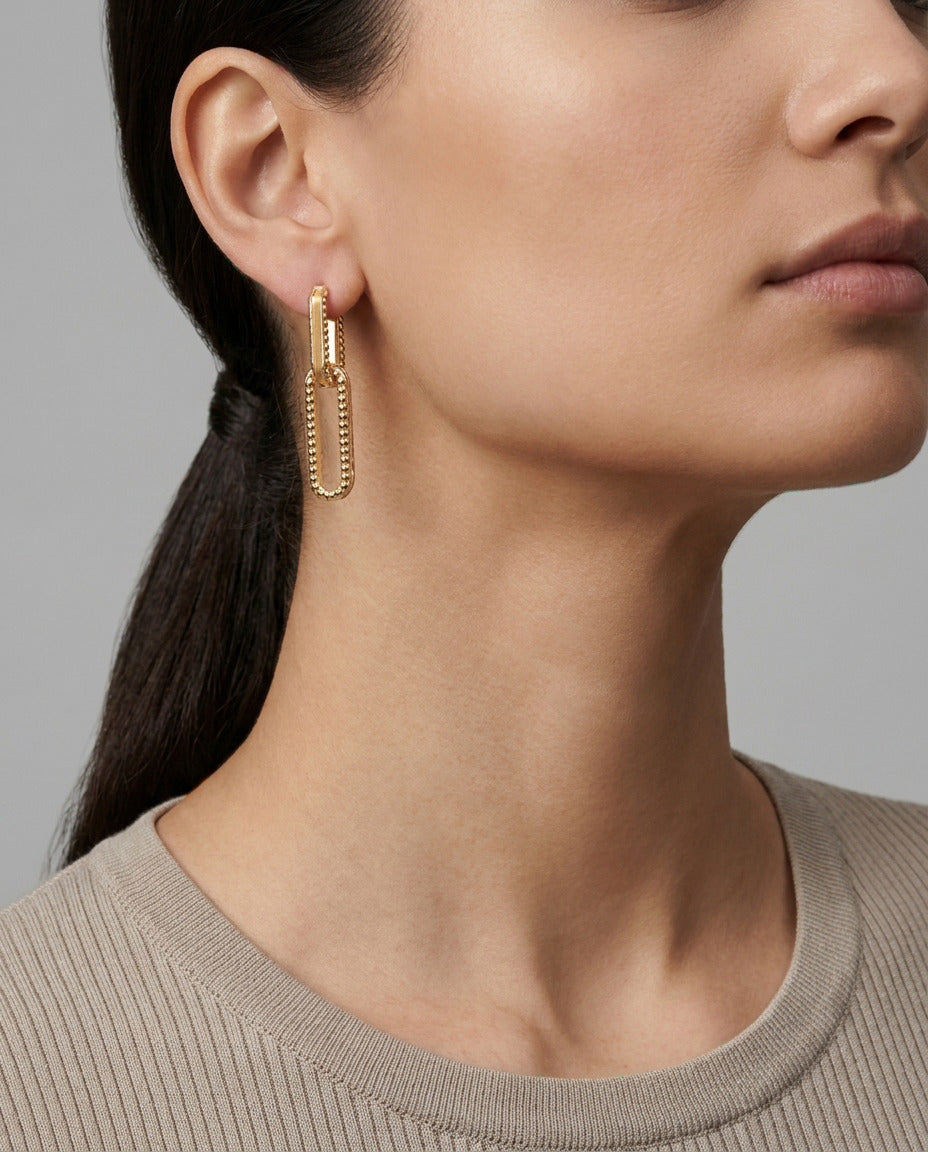 Open Channel Drop Hoops in 9ct yellow gold