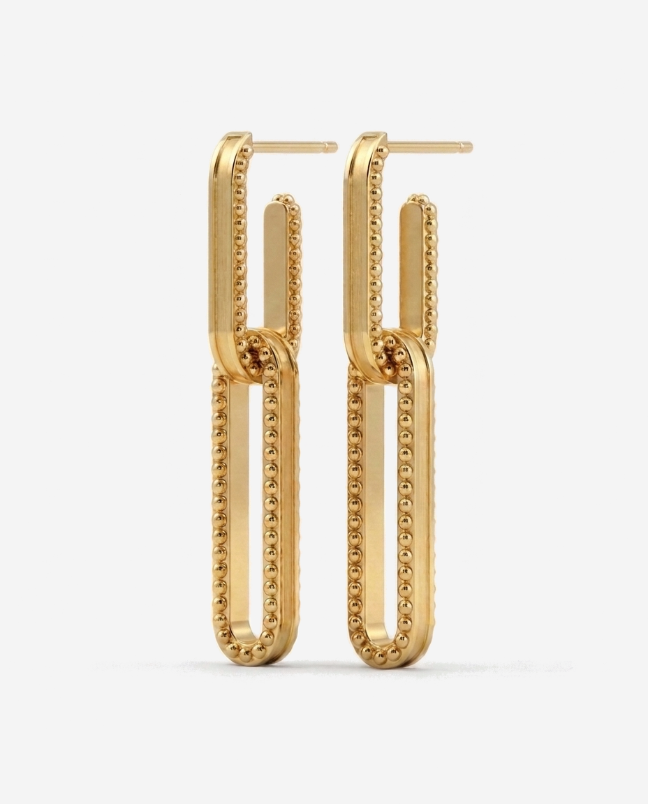 Open Channel Drop Hoops in 9ct yellow gold