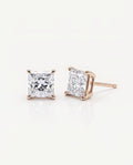 Princess Solitaire Ear Studs in 9ct rose gold