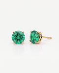 Round Emerald Solitaire Ear Studs in 9ct yellow gold
