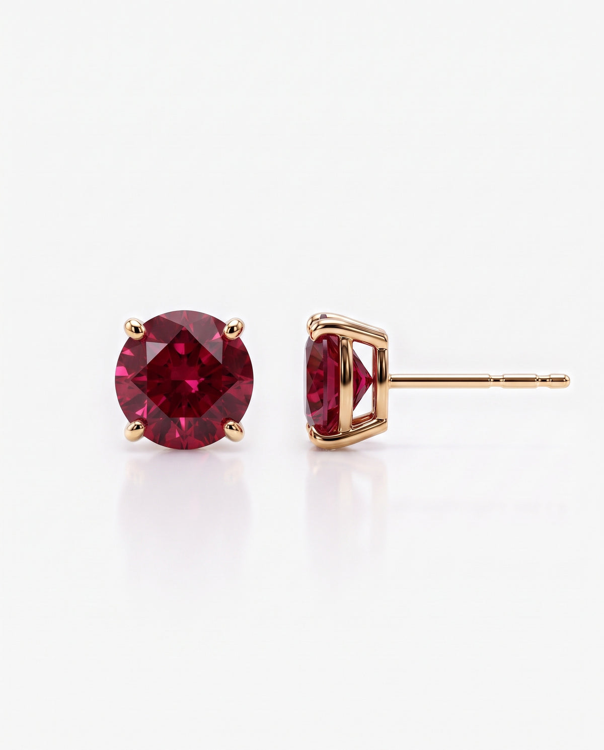 Round Ruby Solitaire Ear Studs in 9ct yellow gold