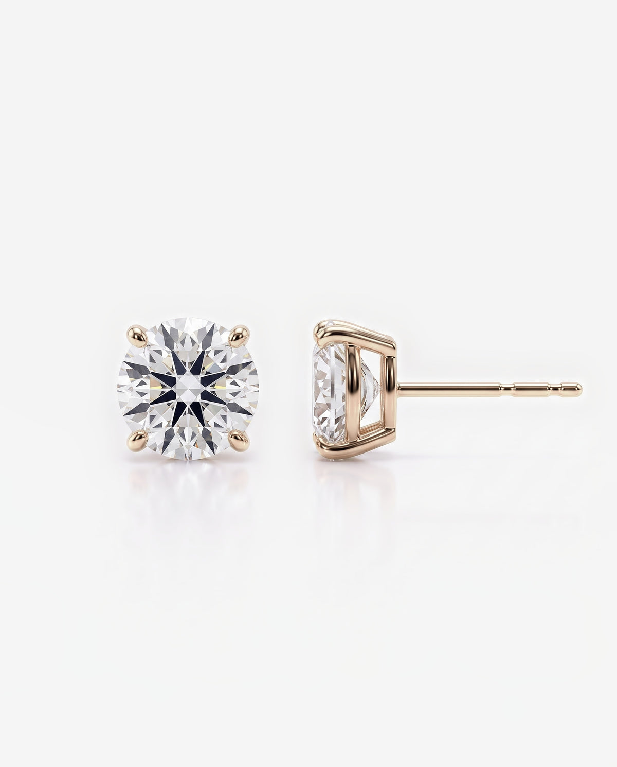 Round Solitaire Ear Studs in 9ct rose gold