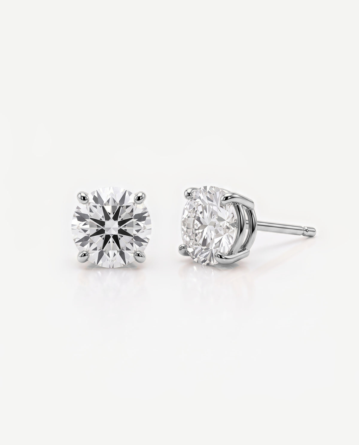 Round Solitaire Ear Studs in 9ct white gold
