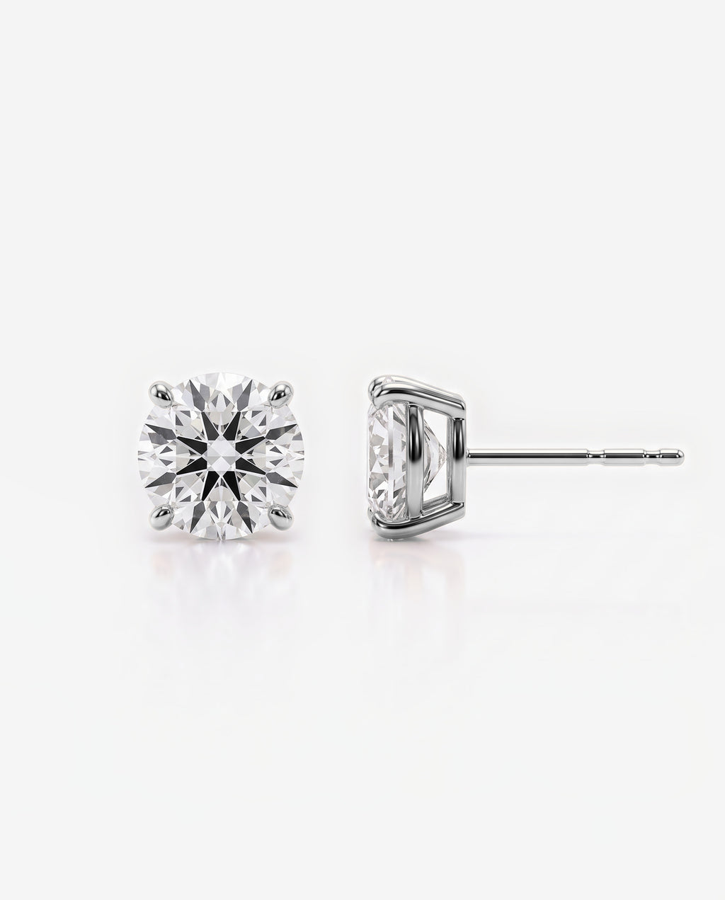 Round Solitaire Ear Studs in 9ct white gold