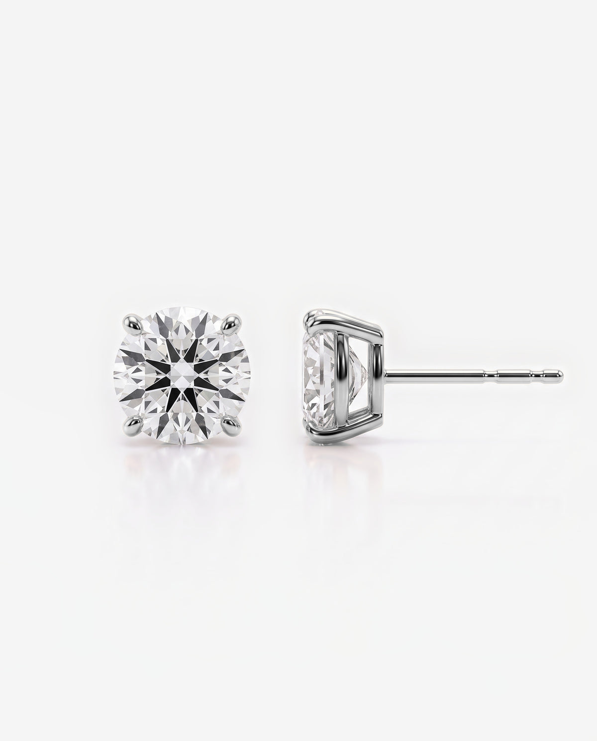 Round Solitaire Ear Studs in 9ct white gold