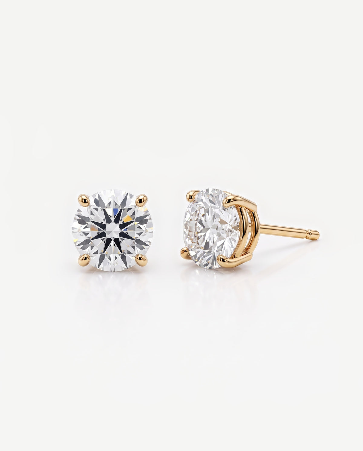 Round Solitaire Ear Studs in 9ct yellow gold