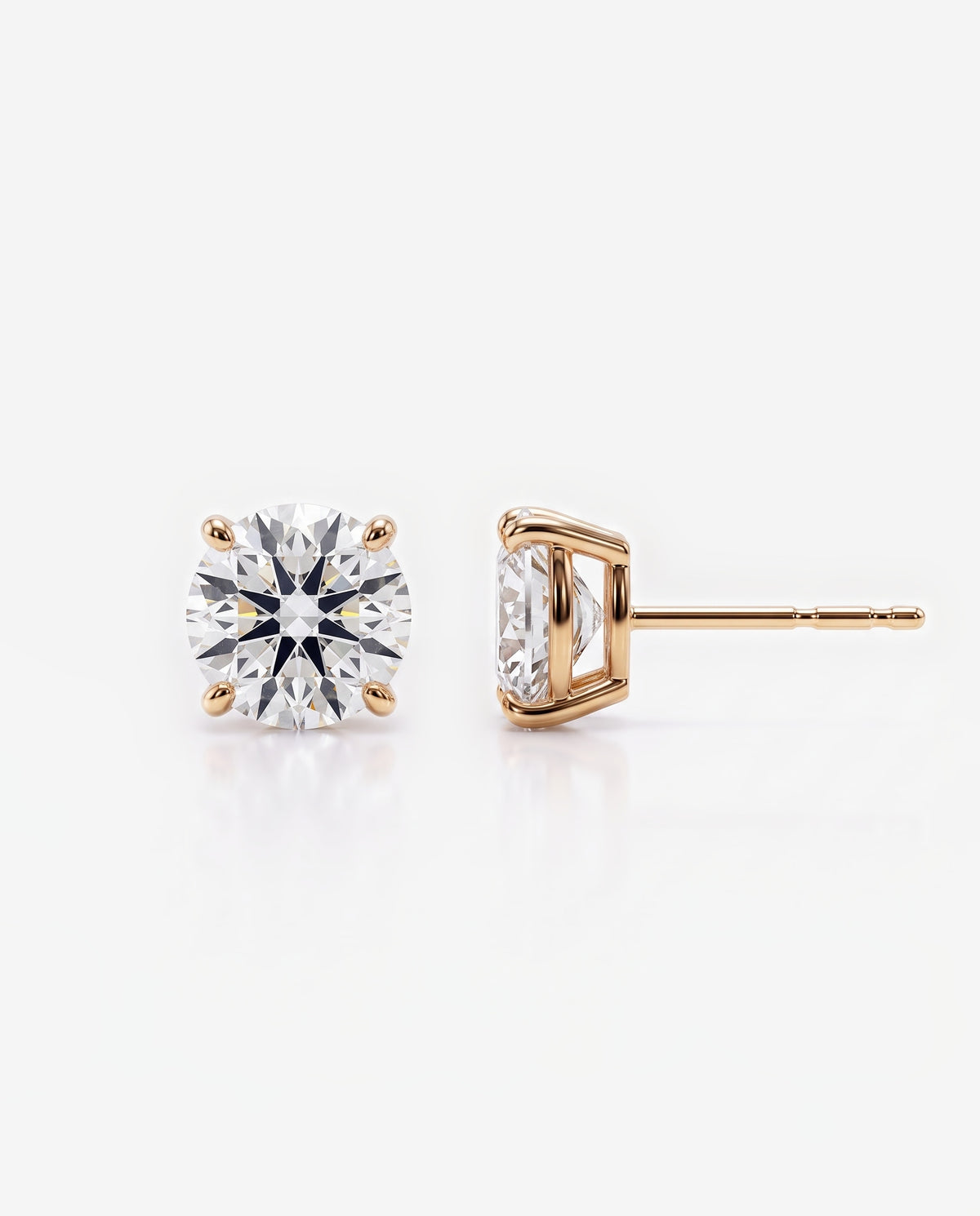Round Solitaire Ear Studs in 9ct yellow gold