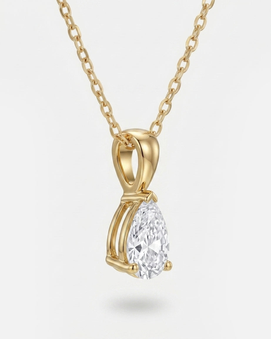 Pear Solitaire Pendant